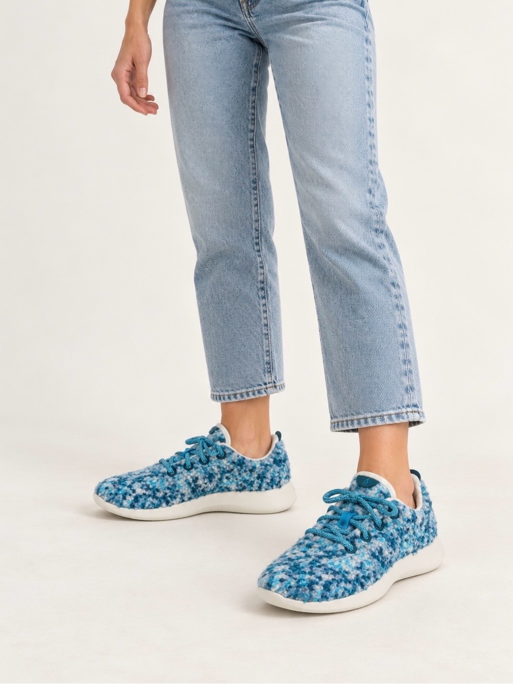 Allbirds Wool Runner Fluffs Blue White Merino Wool Sneakers Women’s 7 NEW